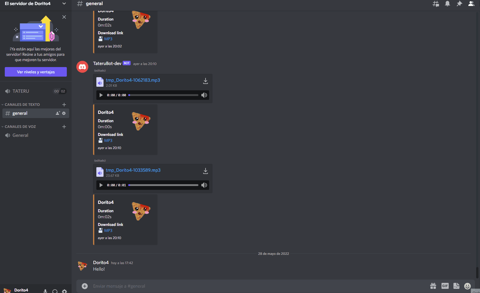 Taterubot - Audio messages with your friends on Discord 